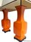 Orangenfarbene Vintage Porzellan Tischlampen, 2er Set 1