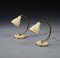 Mid-Century Italian Adjustable Cream and Brass Table Lamps, 1950s, Set of 2 1