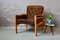Living Room Armchair in Brown Velvet and Pine, Image 1