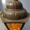 Angular Brass Lantern Hanging Lamp with Yellow Glass, 1930s 14