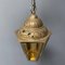 Angular Brass Lantern Hanging Lamp with Yellow Glass, 1930s 6