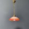 Lampe à Suspension Vintage en Laiton avec Abat-Jour Parapluie en Verre 3