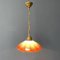 Vintage Brass Hanging Lamp with Umbrella Glass Shade 11