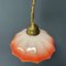 Vintage Brass Hanging Lamp with Umbrella Glass Shade 6