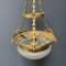 Large Brass Hanging Lamp with Cut Glass, Image 11