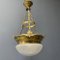 Large Brass Hanging Lamp with Cut Glass 1