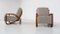Art Deco Armchairs in Wood and Fabric, 1930s, Set of 2 2