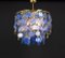 Lámpara de araña de Murano grande con vidrios azules de latón, Italia, años 70, Imagen 8
