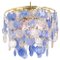 Large Murano Chandelier with Blue Glasses Brass, Italy, 1970s 1