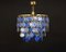 Large Murano Chandelier with Blue Glasses Brass, Italy, 1970s 7
