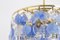Large Murano Chandelier with Blue Glasses Brass, Italy, 1970s 5