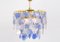 Lámpara de araña de Murano grande con vidrios azules de latón, Italia, años 70, Imagen 10