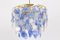 Large Murano Chandelier with Blue Glasses Brass, Italy, 1970s 4