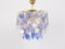 Large Murano Chandelier with Blue Glasses Brass, Italy, 1970s 2