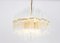 Gilt Brass and Crystal Glass Rods Chandelier attributed to Palwa, 1970s, Image 7