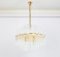 Gilt Brass and Crystal Glass Rods Chandelier attributed to Palwa, 1970s 3