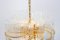 Gilt Brass and Crystal Glass Rods Chandelier attributed to Palwa, 1970s 5