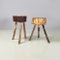 Italian Rustic Table Stools with Different Heights in Wood, Set of 2 3