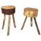 Italian Rustic Table Stools with Different Heights in Wood, Set of 2 1