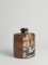 Square Ceramic Bottle Vase with Naive-Style Motifs in Brown Glaze 7