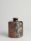 Square Ceramic Bottle Vase with Naive-Style Motifs in Brown Glaze 4