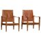 Safari Chairs in Ash & Leather from Rud. Rasmussen attributed to Kaare Klint, 1960s, Set of 2 1