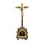 Antiker Kapellentisch Kruzifix mit Darstellung von Golgatha Jesu, 19. Jh. 1