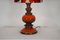 Deutsche Keramik Tischlampe in warmen Orange- und Brauntönen mit Spacey Stoffschirm, 1970er 10