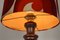 Lámpara de mesa alemana de cerámica en tonos naranja y marrón cálidos con pantalla de tela espacial, años 70, Imagen 6
