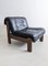 Brutalist Black Leather Lounge Chair, 1960s 1
