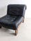 Brutalist Black Leather Lounge Chair, 1960s 2