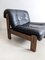 Brutalist Black Leather Lounge Chair, 1960s 5