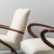 Armchairs in Wood and White Fabric, 1960s, Set of 2, Image 3