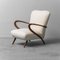 Sessel aus Holz & weißem Stoff, 1960er, 2er Set 5