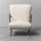 Armchairs in Wood and White Fabric, 1960s, Set of 2 8