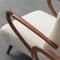 Sessel aus Holz & weißem Stoff, 1960er, 2er Set 2