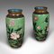Japanese Cloisonne Flower Baluster Vases, Set of 2, Image 1