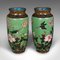 Japanese Cloisonne Flower Baluster Vases, Set of 2 2