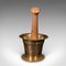 English Bronze and Beech Apothecary Mortar and Pestle, 1890s, Set of 2 5
