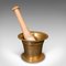 English Bronze and Beech Apothecary Mortar and Pestle, 1890s, Set of 2 1