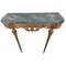 Table Console Antique en Bronze Doré avec Plateau en Marbre Vert 2
