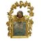 Espejo italiano de madera dorada tallada con guirnalda de laurel y Putto, 1800, Imagen 1