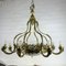 Lámpara de araña italiana Art Déco de alabastro y latón, años 30, Imagen 1