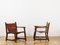 Armchairs in Wood and Leather, 1970s, Set of 2, Image 1