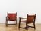 Armchairs in Wood and Leather, 1970s, Set of 2 2
