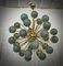 Midcentury Sputnik Spherical Green Glass and Brass Chandelier, 2000 1