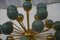 Kugelförmiger Midcentury Sputnik Kronleuchter aus grünem Glas & Messing, 2000 9