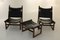 Rosewood Sling Chairs and Stool, Set of 3 2