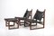 Rosewood Sling Chairs and Stool, Set of 3 1