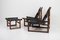 Rosewood Sling Chairs and Stool, Set of 3 12